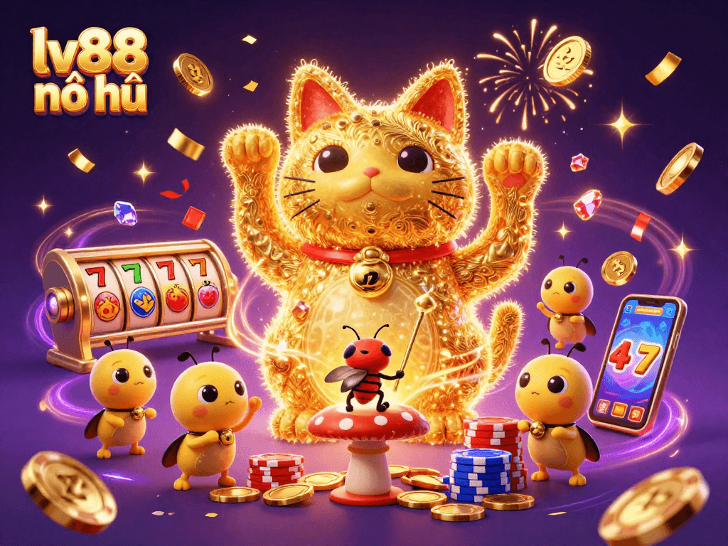 Spin the reels and uncover treasures with lv88 nổ hũ, featuring golden cats and dazzling symbols.