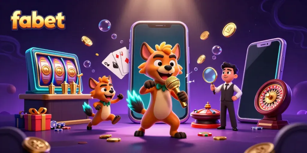Engage with fabet's lively casino atmosphere, featuring hyena characters in a comedic setting.