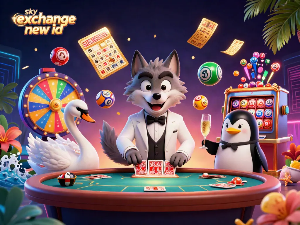 Engage in betting with the sky exchange new id, showcasing a lively casino scene with dynamic characters and vibrant gaming elements.