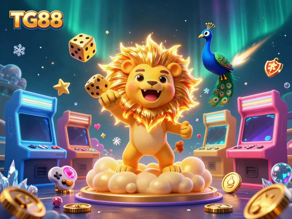 Experience the excitement of TG88 with vibrant casino and gaming elements across a fantastical landscape.