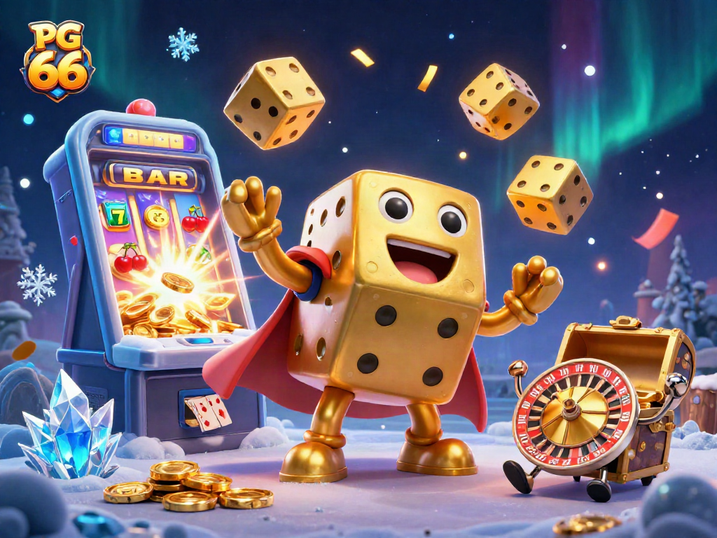 Experience the excitement of PG 66 with a vibrant illustration showcasing gaming thrills and dynamic casino fun.