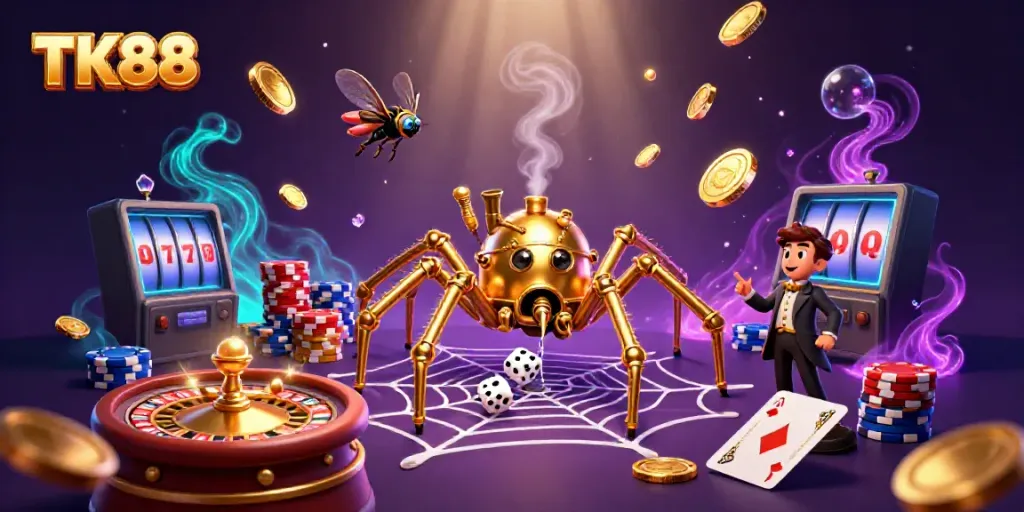 Experience thrilling gaming with TK88's vibrant 3D casino scene featuring dynamic elements and characters.