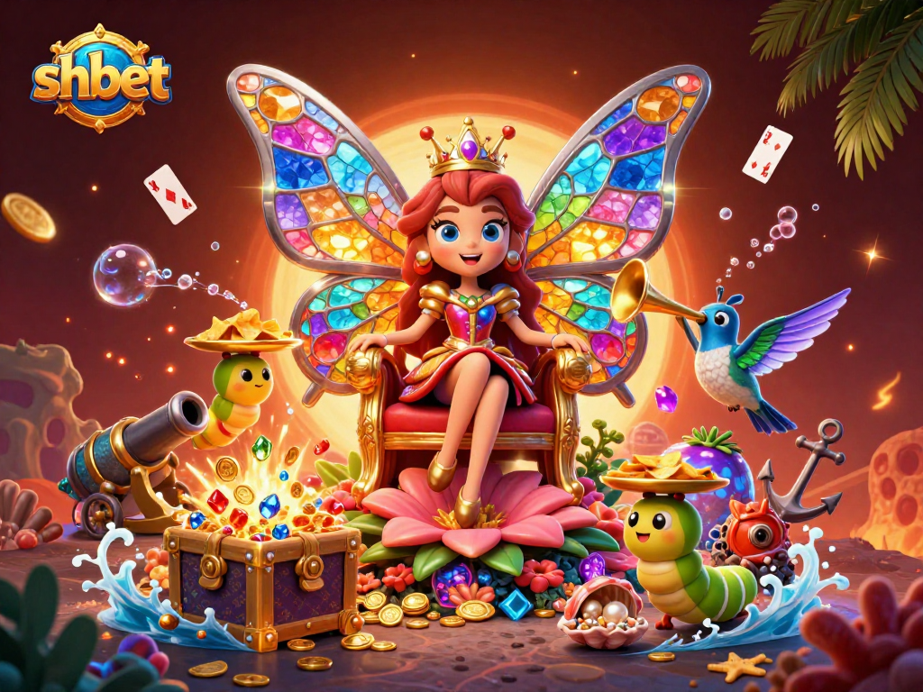 Win big with shbet in a vibrant casino-themed fantasy scene featuring magical elements.