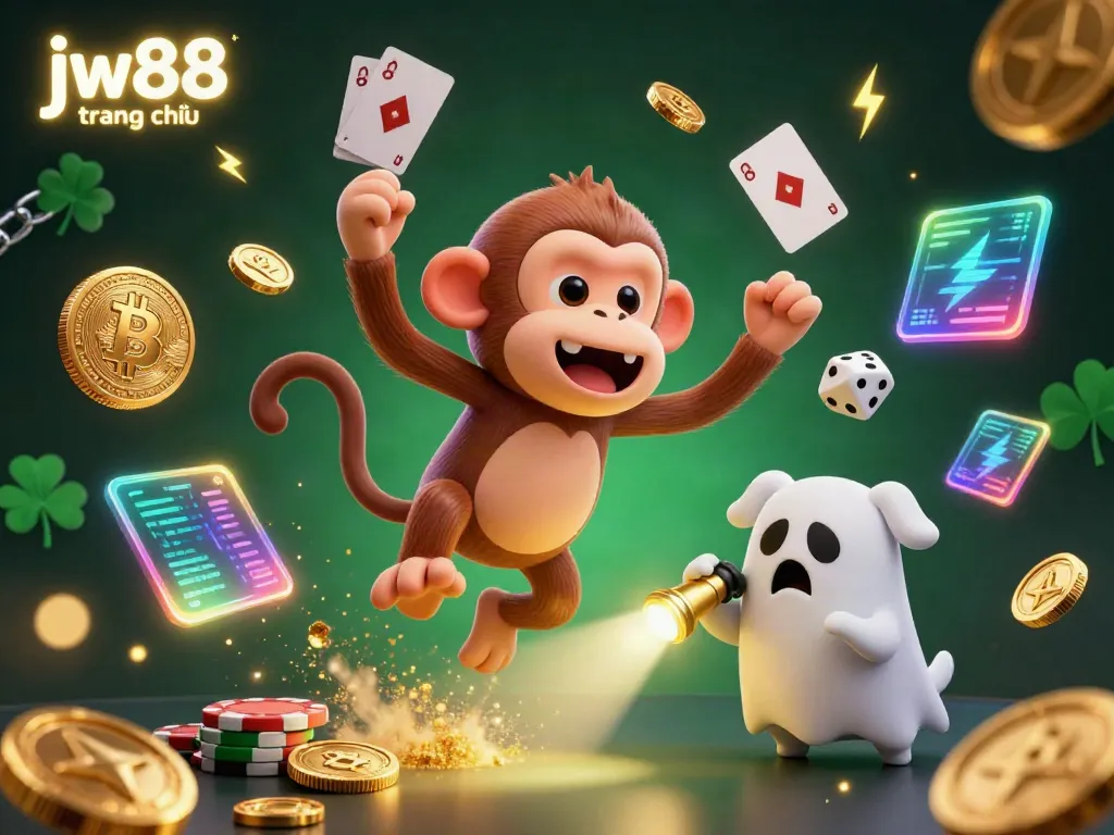 Engage in fun gameplay at jw88 trang chủ featuring ghostly antics in a vibrant casino scene.