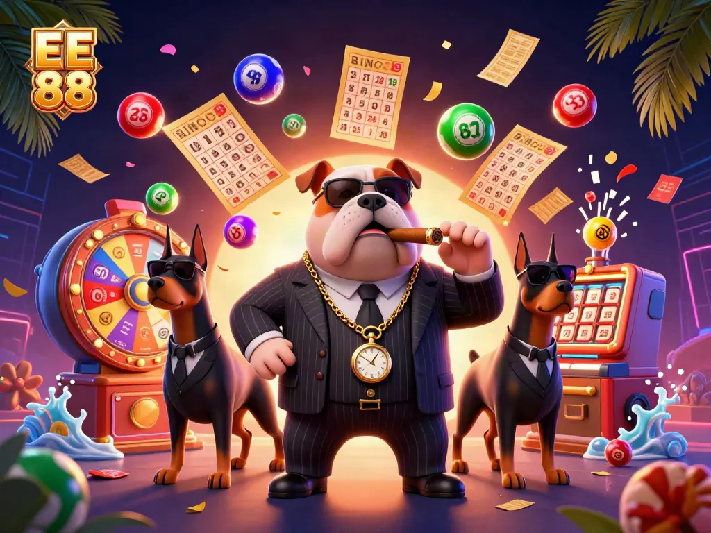 Experience the excitement of EE 88 with a vibrant casino-themed illustration featuring lottery elements.