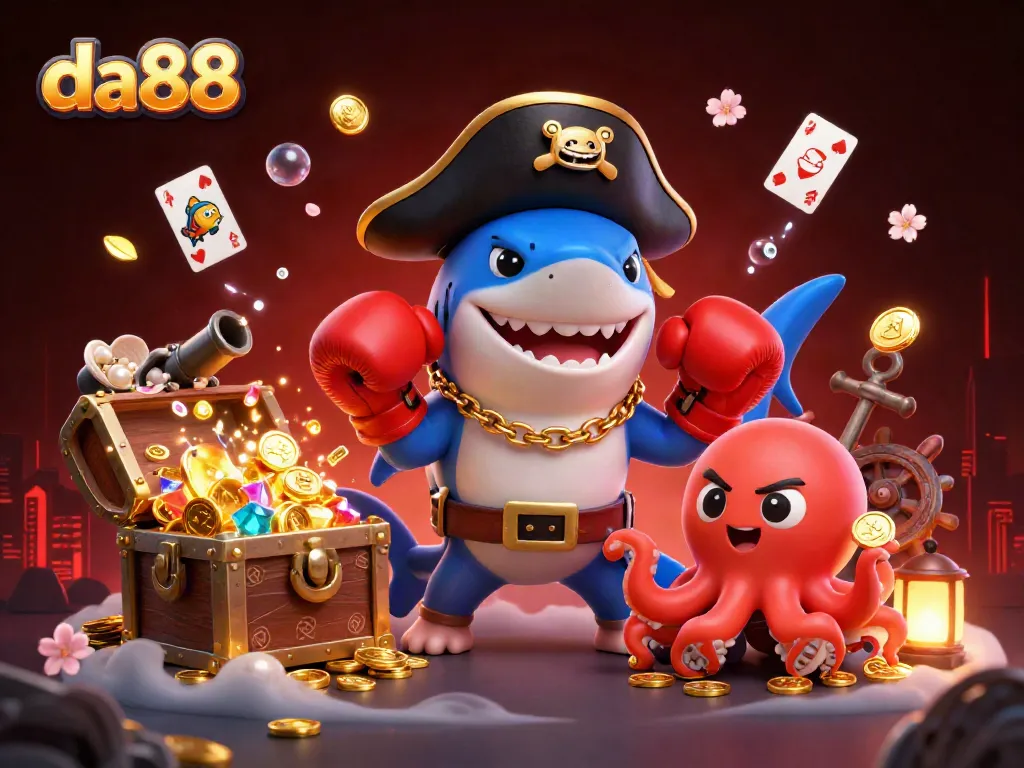 Experience thrilling gameplay at da88 with a vibrant underwater casino scene featuring playful marine characters.
