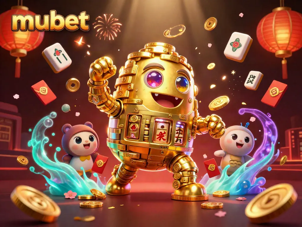 Engage with mubet's vibrant casino atmosphere full of golden coins and interactive game elements.