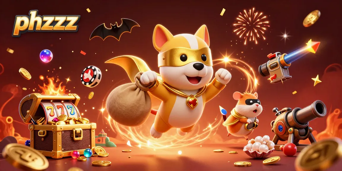 phzzz engages players with a colorful 3D illustration of a superhero dog and gambling elements.