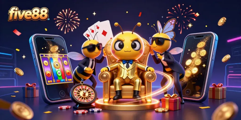 Experience the excitement of five88 with vibrant casino games and dynamic characters in an enchanted setting.