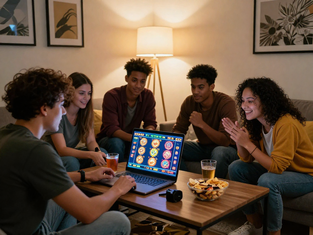 Giocatori entusiasti mentre si divertono con giochi senza AAMS online in un’atmosfera accogliente.