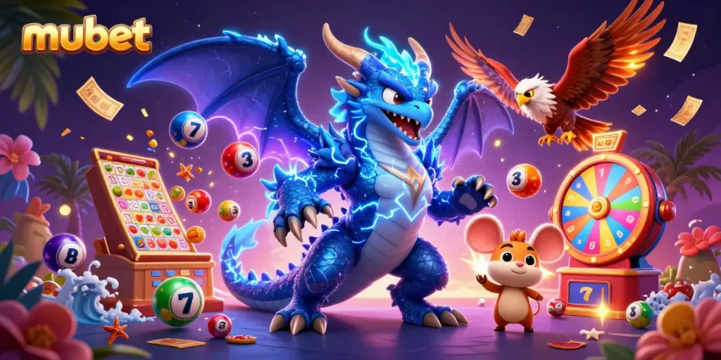 Join the excitement of mubet with dragons and fantasy elements in this vibrant casino scene.