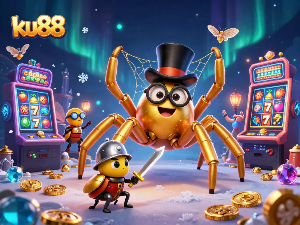 Join ku88 for exciting slot adventures with vibrant 3D characters in a lively casino scene.