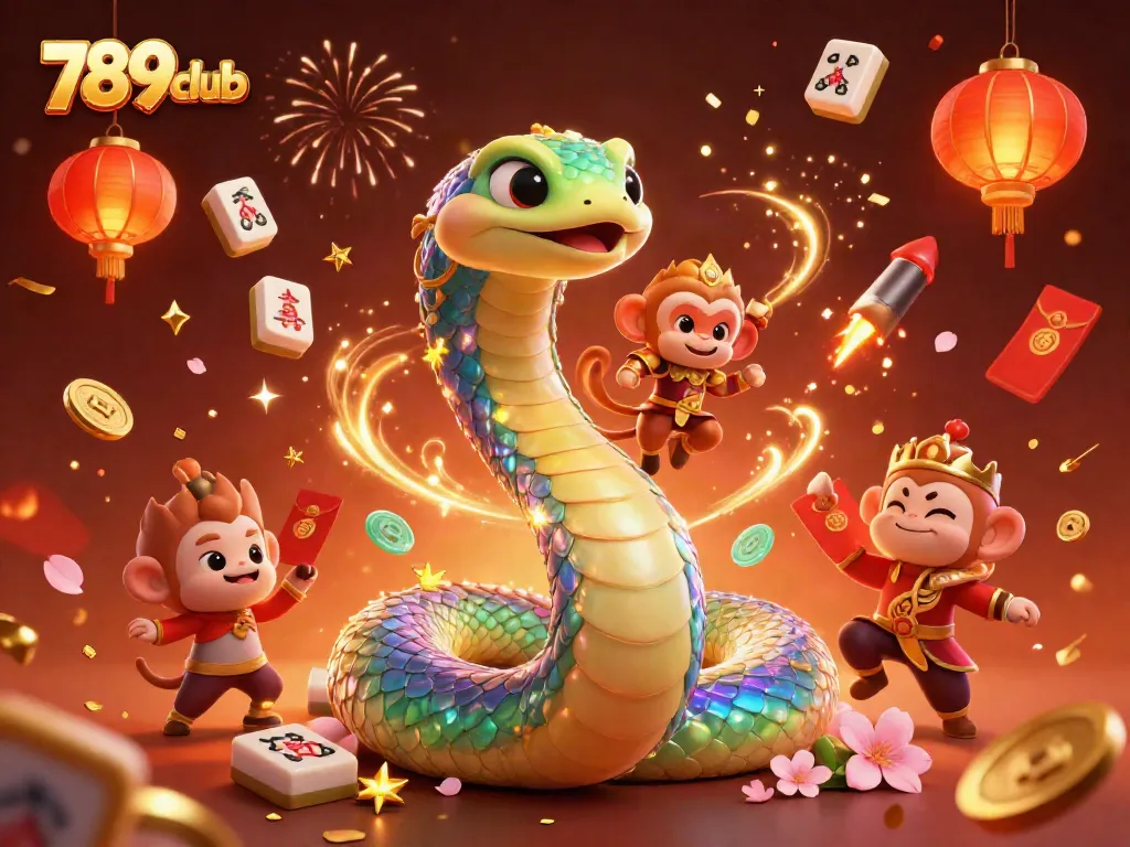 Engage with thrilling games at 789club, featuring vibrant visuals and dynamic gaming elements celebrating casino excitement.
